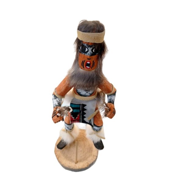 1990's Hopi Wolf Kachina Doll Handmade Wood 10" Signed Detail Native Am Vintage - Picture 3 of 8